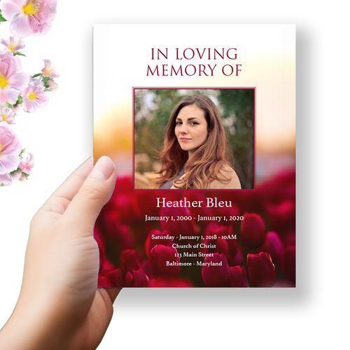 Show details for Red Tulip Funeral Program