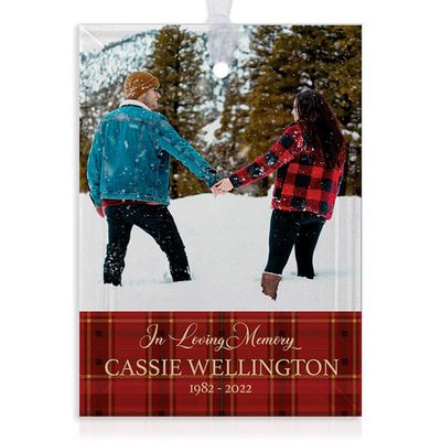 Show details for Red Plaid Rectangle Ornament