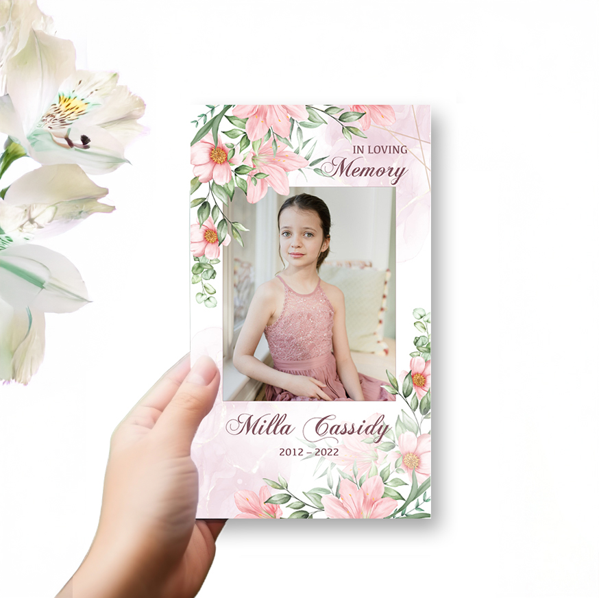 Show details for Pink Gold Floral Trifold Program