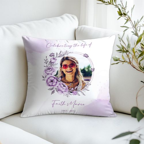 Show details for Purple Floral Pillow