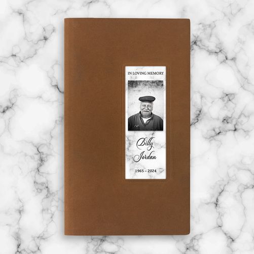 Show details for White Marble Guest Book - Brown