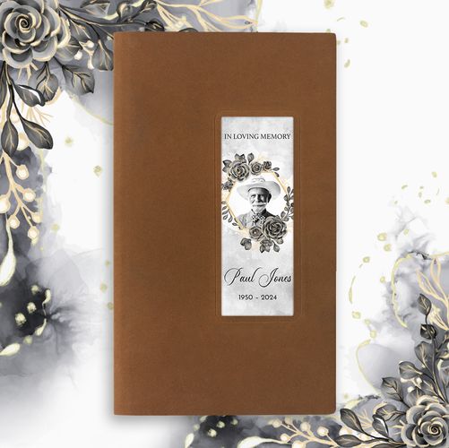 Show details for Black Gold Floral Guest Book - Brown