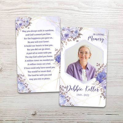 Show details for Purple Gold Floral Memorial Card