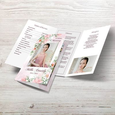 Show details for Pink Gold Floral Memorial Package