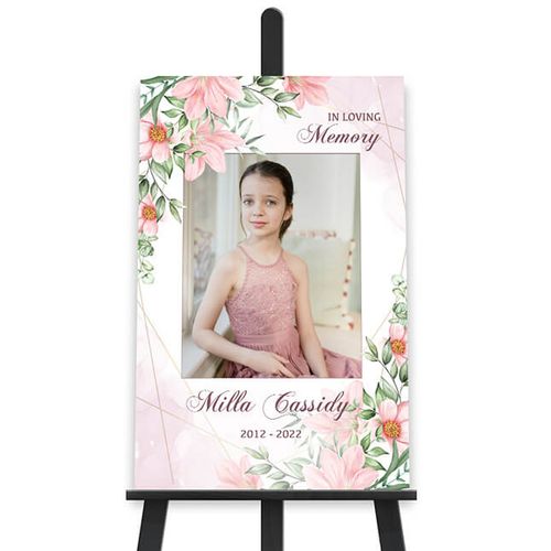 Show details for Pink Gold Floral Memorial Poster