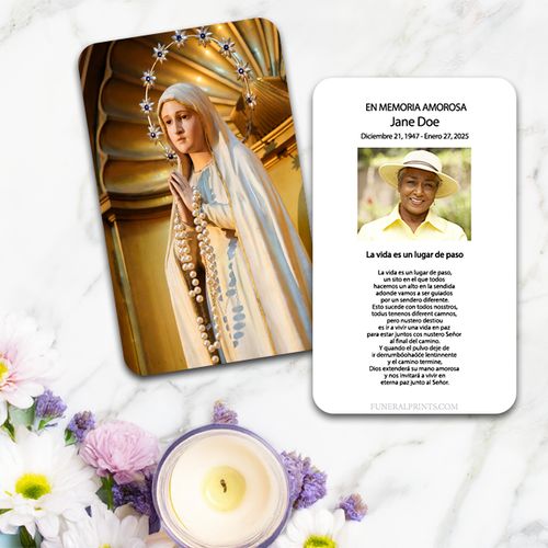 Show details for Statue of Blessed Virgin Spanish Prayer Card