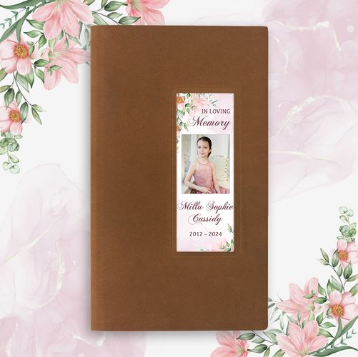 Show details for Pink Gold Floral Guest Book - Brown