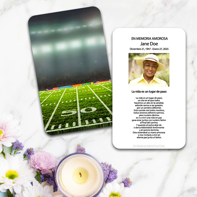 Show details for Football Field Spanish Prayer Card