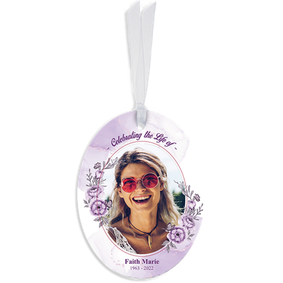 Show details for Purple Floral Oval Ornaments