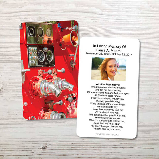 Show details for Red Fire Engine Memorial Card