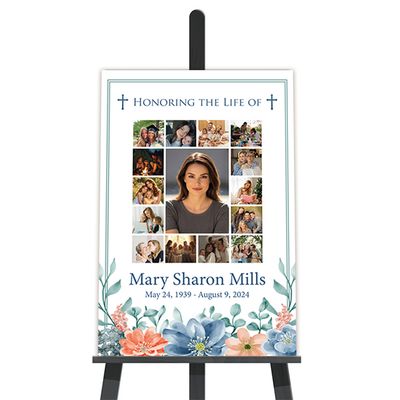 Show details for Multi Floral Religious Collage Funeral Poster