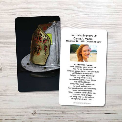 Show details for Fire Helmet Memorial Card