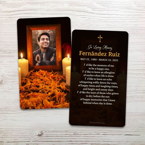 Show details for Marigold Photo Altar English Memorial Card