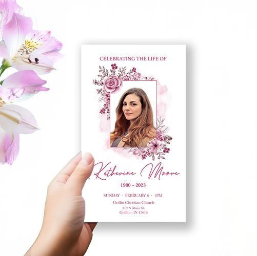 Show details for Pink Floral Trifold Program