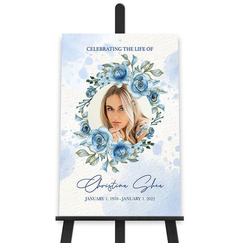 Show details for Blue Round Floral Poster