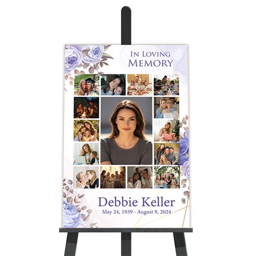 Show details for Purple Gold Floral Collage Funeral Poster