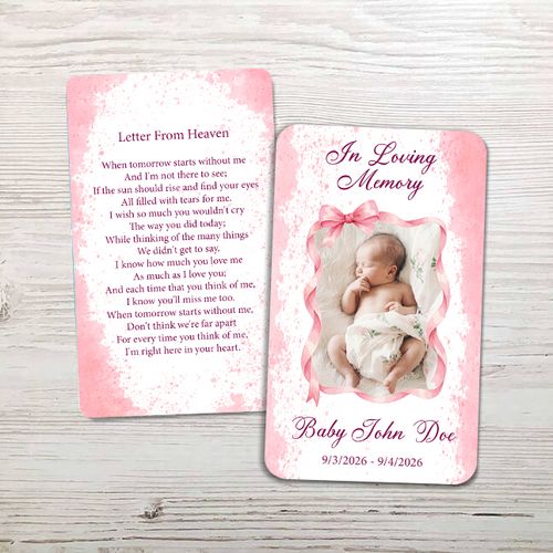 Show details for Pink Ribbon Baby Girl Memorial Card