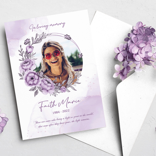 Show details for Purple Floral Announcement