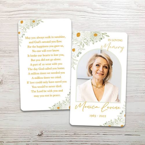 Show details for White Floral Border Memorial Card