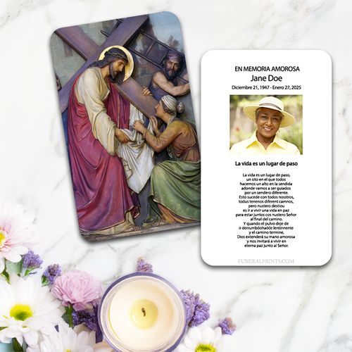 Show details for Jesus Carrying Cross 2 Spanish Prayer Card