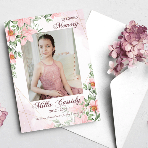 Show details for Pink Gold Floral Announcement