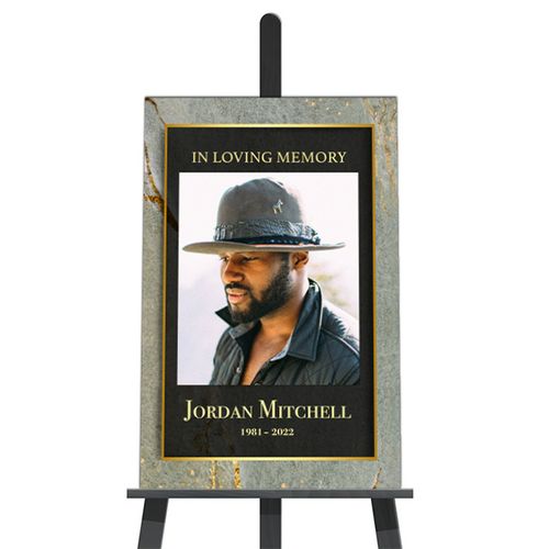 Show details for Gray Gold Marble Poster