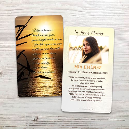 Show details for Kiss to Heaven Sunset English Memorial Card