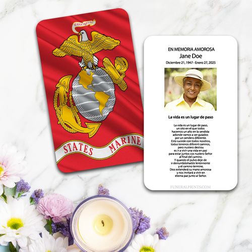 Show details for Marine Flag Spanish Prayer Card