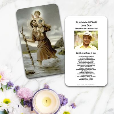 Show details for St. Christopher Spanish Prayer Card