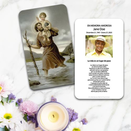 Show details for St. Christopher Spanish Prayer Card
