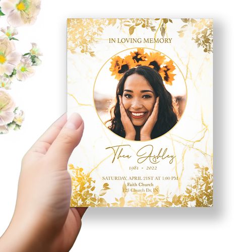 Show details for Gold Leaves Funeral Program