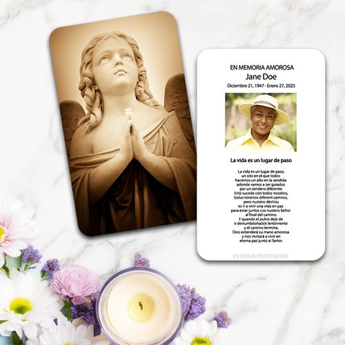 Show details for Sepia Angel Spanish Prayer Card