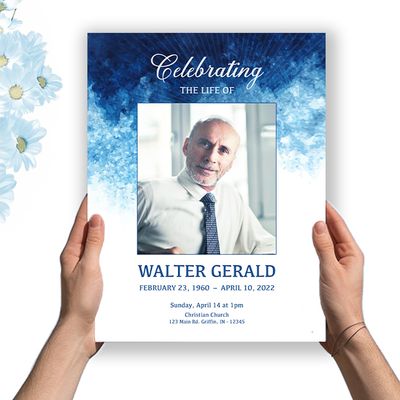 Show details for Blue Watercolor Memorial Package